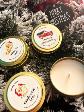 Stocking Stuffer Tins - 3.5 oz cotton wick 100% soy wax
