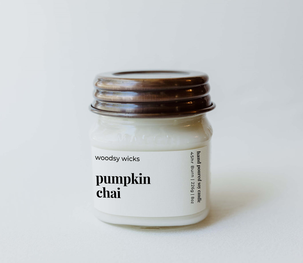 Pumpkin Chai Fall Candle - 100% Soy Wax - Nontoxic