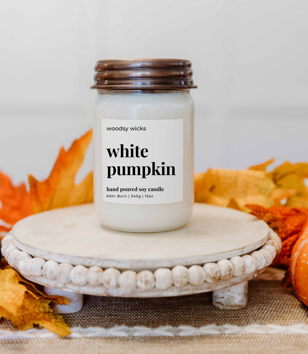 White Pumpkin Fall Candle - 100% Soy Wax - Nontoxic