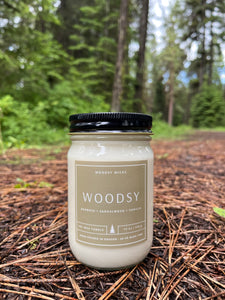 Woodsy - 100% Soy Wax Candle - Non-Toxic - Cotton Wick - Wanderlust Collection