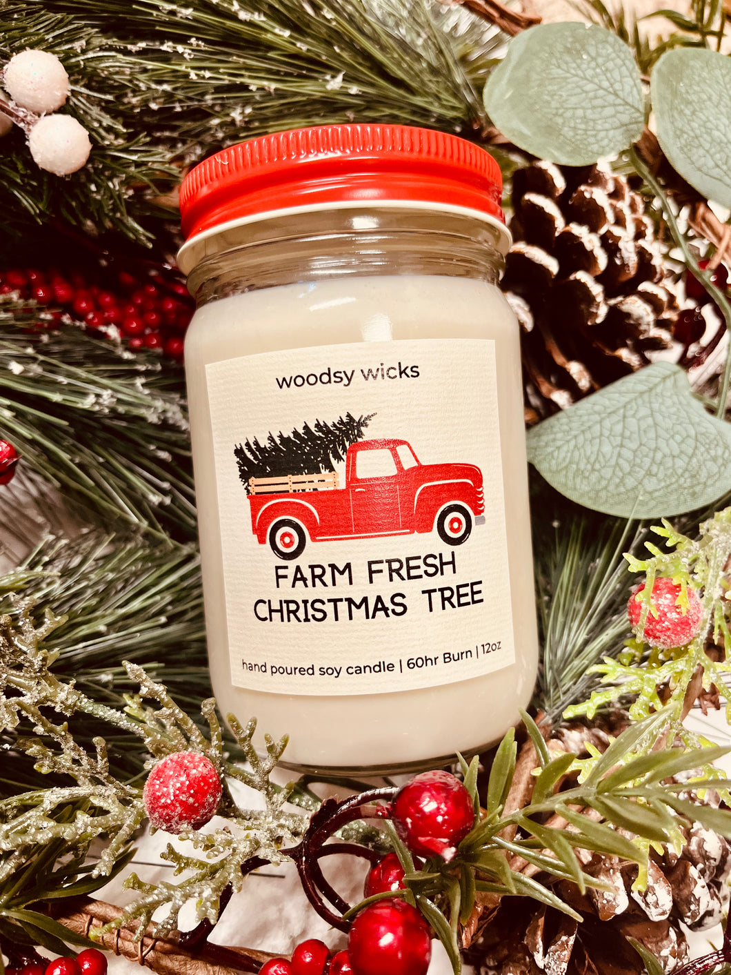 12oz Wood Wick Holiday Candles - Soy Wax Candle